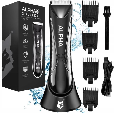 Maszynka Alpha Abs-01 Do Intymnej Pielęgnacji, Led, Wodoodporna, 4 Nasadki
