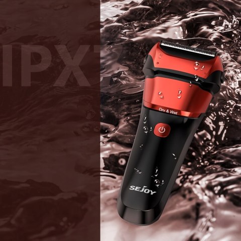 Męska Golarka Txd-Fk608 7500Rpm, Ipx7, Lcd, 100Min, Czerwona Na Mokro/Sucho