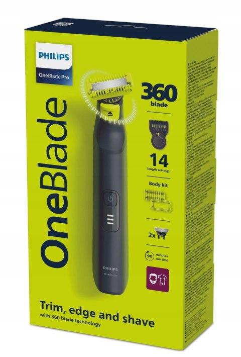 Philips Oneblade Pro Twarz + Ciało 360, 14 Ustawień, Wodoodporna, 90 Min