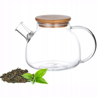 Szklany Dzbanek Do Herbaty 1000Ml Z Metalową Spiralą I Pokrywką Sprężynką
