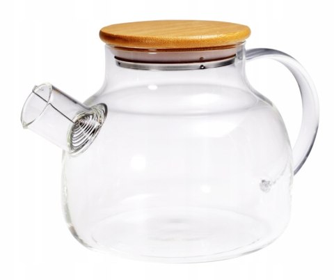 Szklany Dzbanek Do Herbaty 1000Ml Z Metalową Spiralą I Pokrywką Sprężynką
