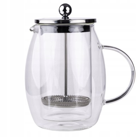 Zaparzacz Do Kawy I Herbaty 1L Dzbanek Podwójne Szkło French Press Srebrny
