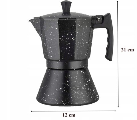 Kawiarka 450 Ml 9 Filiżanek Na Indukcję I Gaz - Elegancka Marmurowa Powłoka