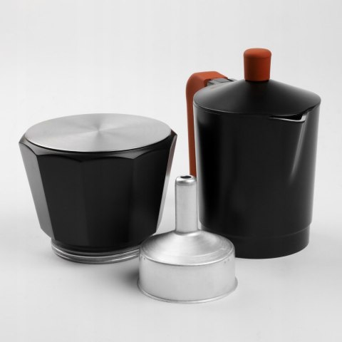 Kawiarka Aluminiowa 150Ml 3 Filiżanki Espresso Czarno-Ceglasta Z Uchwytem