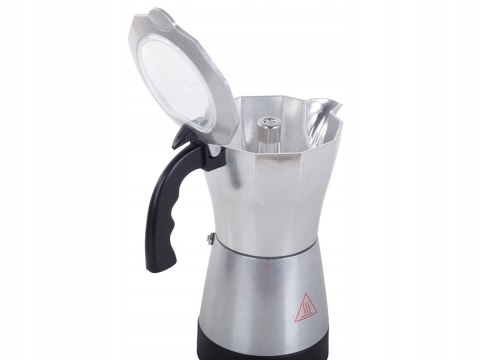 Kawiarka Elektryczna 6 Filiżanek 300Ml 480W Aluminium Z Okienkiem Z Rączką