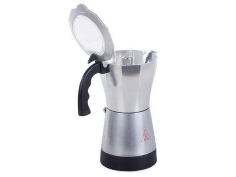 Kawiarka Elektryczna 6 Filiżanek 300Ml 480W Aluminium Z Okienkiem Z Rączką