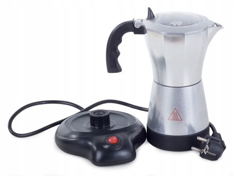Kawiarka Elektryczna 6 Filiżanek 300Ml 480W Aluminium Z Okienkiem Z Rączką