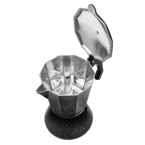 Kawiarka Espresso 600Ml 12 Filiżanek - Indukcja I Gaz, Czarna Marmurkowa