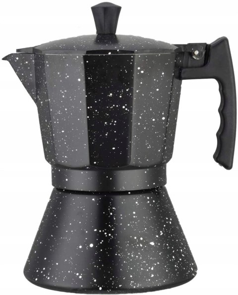Kawiarka Espresso 600Ml 12 Filiżanek - Indukcja I Gaz, Czarna Marmurkowa