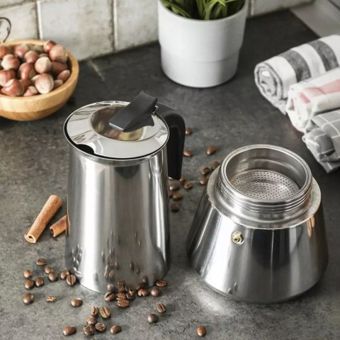 Kawiarka Espresso 9 Filiżanek 450Ml Ze Stali Nierdzewnej Na Indukcję I Gaz