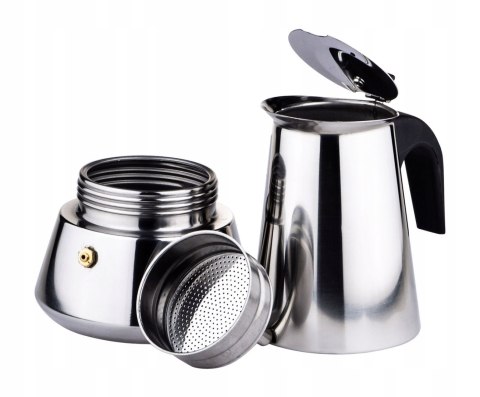 Kawiarka Espresso 9 Filiżanek 450Ml Ze Stali Nierdzewnej Na Indukcję I Gaz
