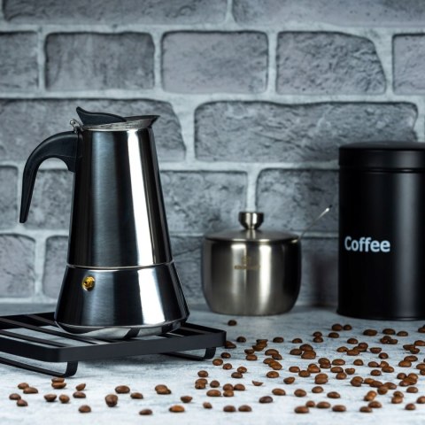 Kawiarka Espresso 9 Filiżanek 450Ml Ze Stali Nierdzewnej Na Indukcję I Gaz