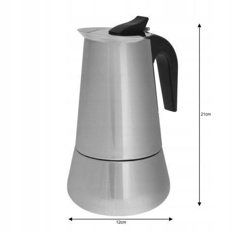 Kawiarka Espresso 9 Filiżanek 450Ml Ze Stali Nierdzewnej Na Indukcję I Gaz