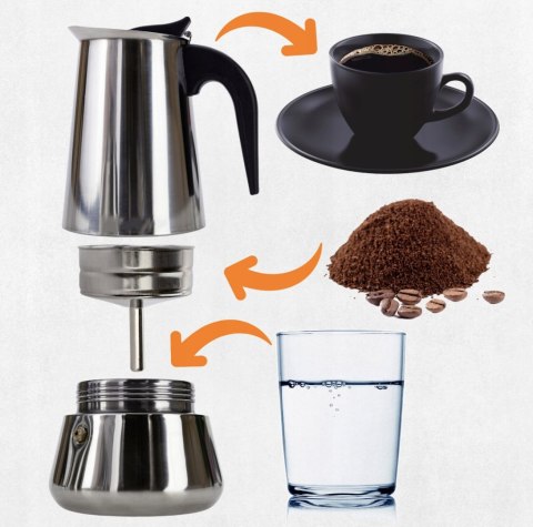Kawiarka Espresso 9 Filiżanek 450Ml Ze Stali Nierdzewnej Na Indukcję I Gaz