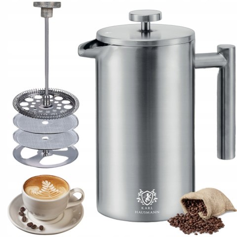 Kawiarka French Press 1000 Ml Stal 304 Tłok Izolacja Termiczna Satynowa