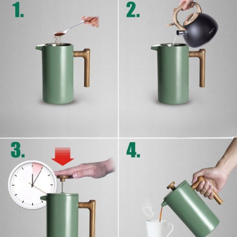 Kawiarka French Press 1000 Ml Stal 304 Tłok Izolacja Termiczna Satynowa