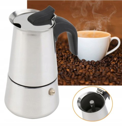 Kawiarka Stalowa 2 Filiżanki 100Ml Espresso - Bezpieczna, Elegancka, 18/10
