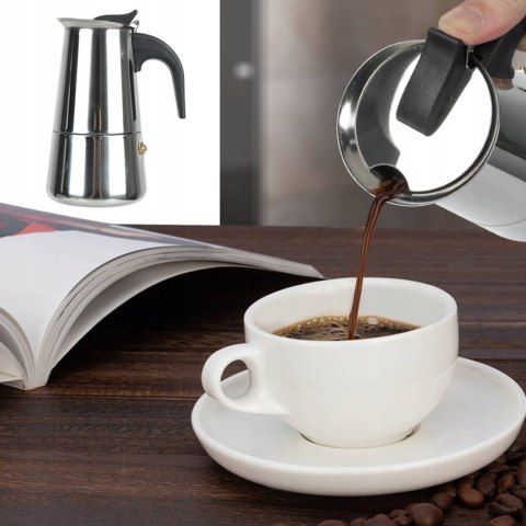 Kawiarka Stalowa 300Ml Na 6 Espresso - Do Kuchenek Gazowych, Indukcyjnych
