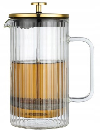Klausberg Szklany French Press 1000Ml Z Filtrem Stalowym, Złote Detale