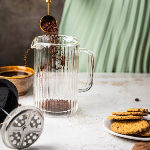 Klausberg Szklany French Press 1000Ml Z Filtrem Stalowym, Złote Detale