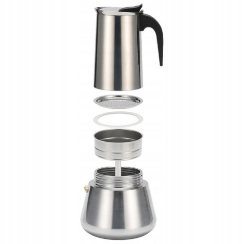 Stalowa Kawiarka Espresso 300Ml 6 Filizanek Do Kuchni Gaz, Elektro Indukcja