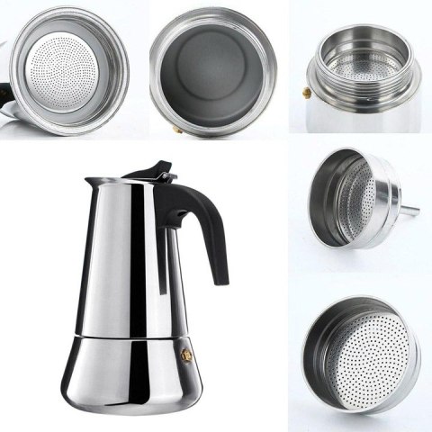 Stalowa Kawiarka Espresso 300Ml 6 Filizanek Do Kuchni Gaz, Elektro Indukcja