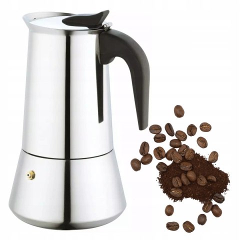Stalowa Kawiarka Espresso 600Ml 12 Filiżanek - Uniwersalna Indukcja/Gaz