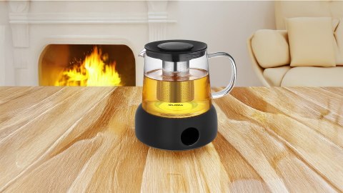 Szklany Dzbanek 1,5L Z Zaparzaczem Do Herbaty I Ziół Podgrzewacz Ceramiczny