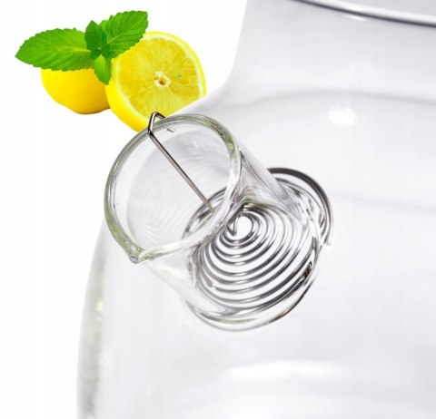 Szklany Dzbanek Do Herbaty 1000Ml Z Metalową Spiralą I Pokrywką Sprężynką