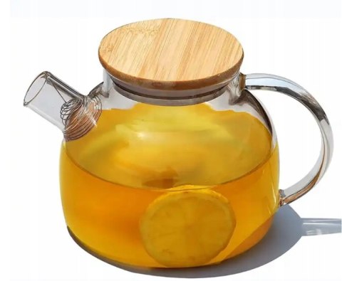 Szklany Dzbanek Do Herbaty 1000Ml Z Metalową Spiralą I Pokrywką Sprężynką