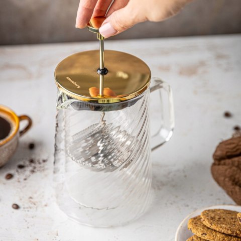 Szklany French Press 600Ml Klausberg Złoty Zaparzacz Do Kawy I Herbaty