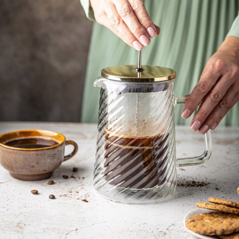 Szklany French Press 600Ml Klausberg Złoty Zaparzacz Do Kawy I Herbaty
