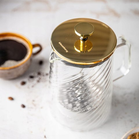 Szklany French Press 600Ml Klausberg Złoty Zaparzacz Do Kawy I Herbaty