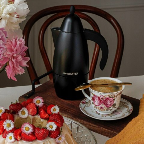Włoska Kawiarka Konighoffer 6 Filiżane Kafeterka Espresso Prestigio Black