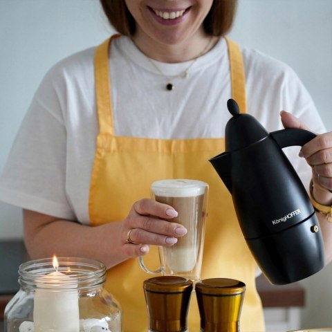 Włoska Kawiarka Konighoffer 6 Filiżane Kafeterka Espresso Prestigio Black