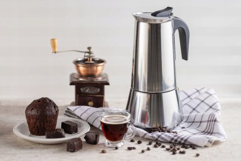 Zaparzacz Kawy Aluminiowy 600 Ml 12 Filiżanek Indukcja Polerowany Lekki