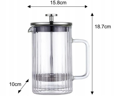 Zaparzacz Szklany 600 Ml French Press Do Kawy, Herbaty I Ziół Z Dociskiem