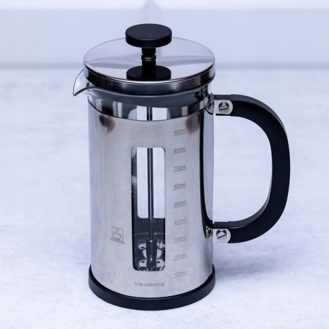 Zaparzacz Tłokowy 1000Ml Stal + Borokrzemowe Klausberg Do Kawy Herbaty Ziół