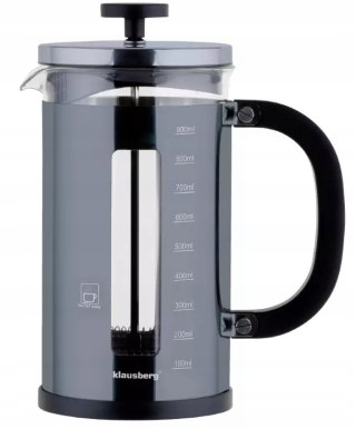 Zaparzacz Tłokowy 1000Ml Stal I Szkło Do Kawy, Herbaty I Ziół Klausberg