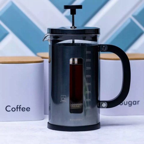 Zaparzacz Tłokowy 1000Ml Stal I Szkło Do Kawy, Herbaty I Ziół Klausberg