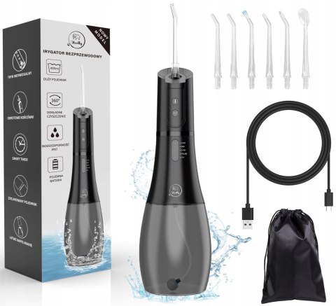 Bezprzewodowy Irygator 5 Trybów 400Ml 9,65 Bar 360° Głowica Smart Timer