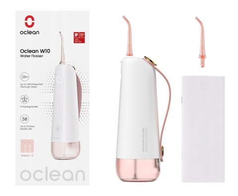 Irygator Oclean W10 Różowy 5 Programów 200Ml Ipx7 30 Dni Bez Ładowania