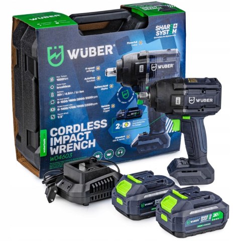 Akumulatorowy Klucz Udarowy Wuber 1000 Nm, 20V, 2 Akumulatory 4.0Ah