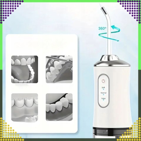 Irygator Bezprzewodowy Do Zębów Dentystyczny Mocny 4 Dysze 3 Tryby 220 Ml