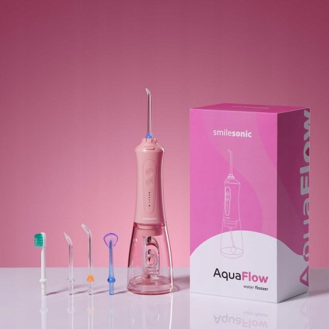 Irygator Bezprzewodowy Smilesonic Aquiflow Pink 5 Końcówek 2,75-7,6 Bar