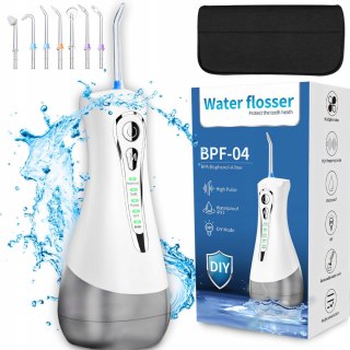 Irygator Dentystyczny Bezprzewodowy 4 Tryby 7 Końcówek Ipx7 300Ml Z Etui