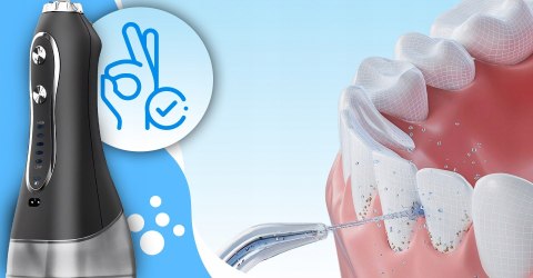 Irygator Do Zębów Bezprzewodowy 5 Trybów 8 Końcówek 300Ml Dentystyczny Etui