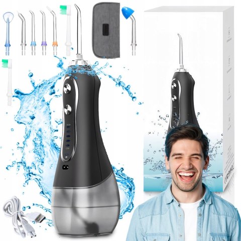 Irygator Do Zębów Bezprzewodowy 5 Trybów 8 Końcówek 300Ml Dentystyczny Etui