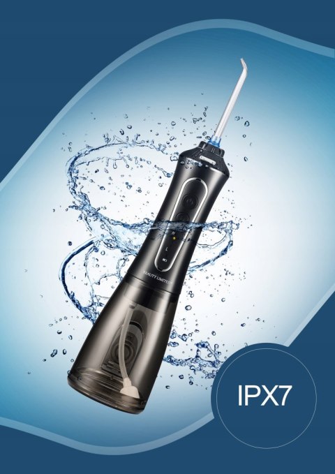 Irygator Do Zębów Czarny Bezprzewodowy 4 Końcówki 5 Poziomów 300Ml 30W Ipx7