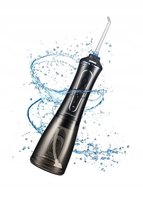 Irygator Do Zębów Czarny Bezprzewodowy 4 Końcówki 5 Poziomów 300Ml 30W Ipx7